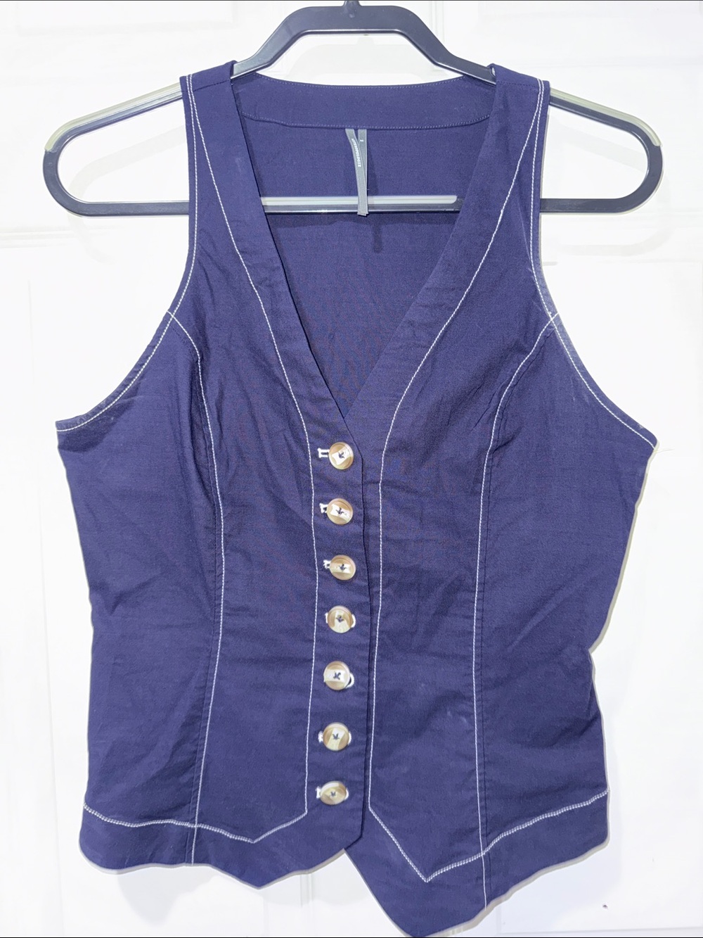 Anthropologie Deep Navy Button-Front Camisole Vest